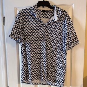 Murano Black and White Patterned Polo